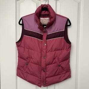 Vintage Y2K Aeropostale Womens Pink Colorblock Puffer Vest Full Zip Down L